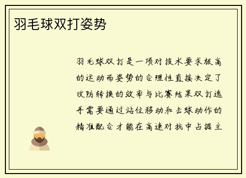 羽毛球双打姿势